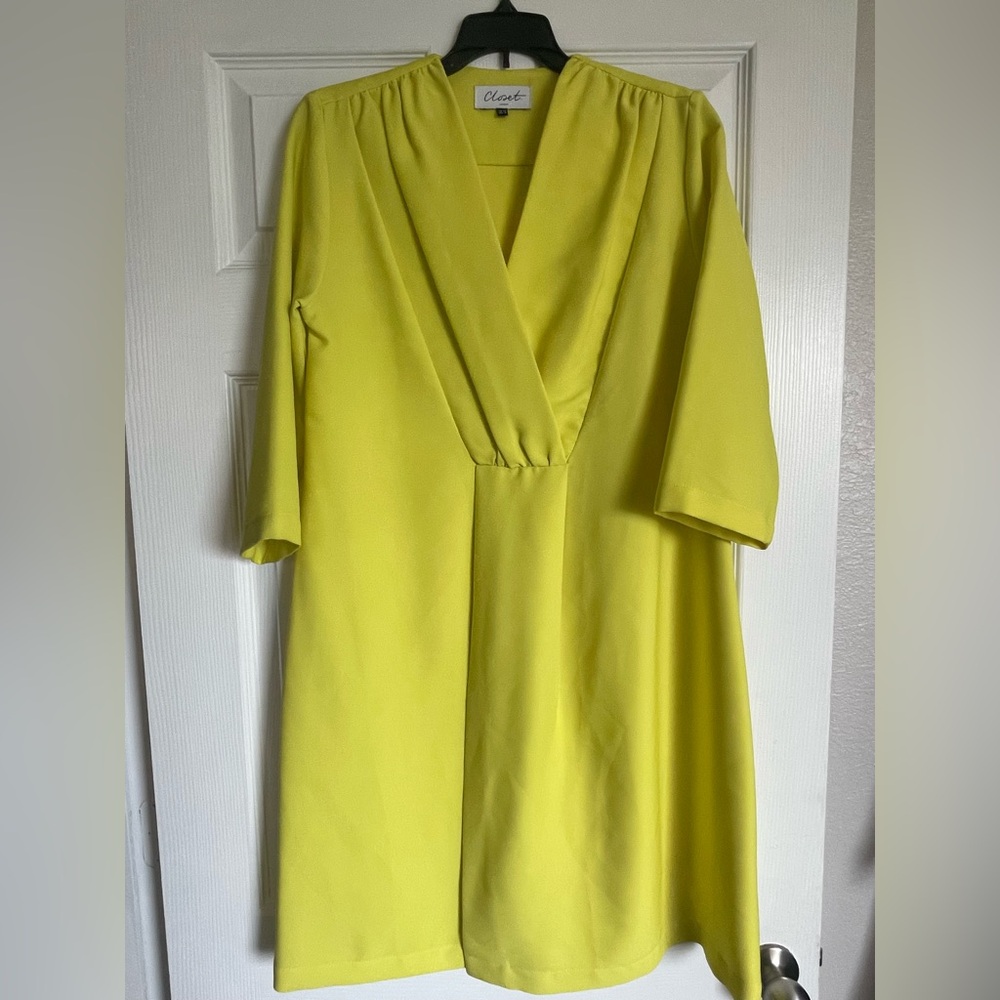 Closet London: Chic Highlighter Yellow Dress with V-Neckline